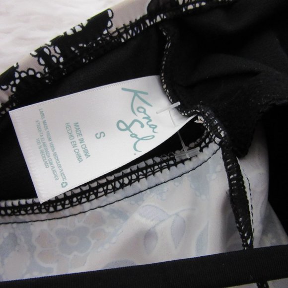 Kona Sol Halter Tankini Bikini Swim Top Black Floral Print Size Small - Picture 7 of 9